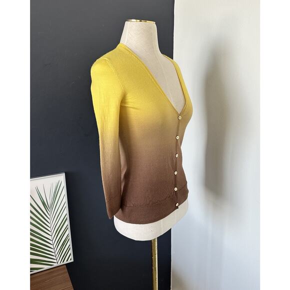 TORY BURCH Women’s Cardigan Wool Ombré 3/4 Sleeve Logo Button - Picture 3 of 9